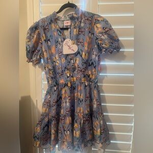 Buddy Love Blue Butterfly Puff Sleeve Sundress